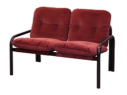 Диван 2-местный со съемными подушками 1160х750х460/800 мм 792.2-КР (обивка - флок красный, м/к черный, круглая труба)