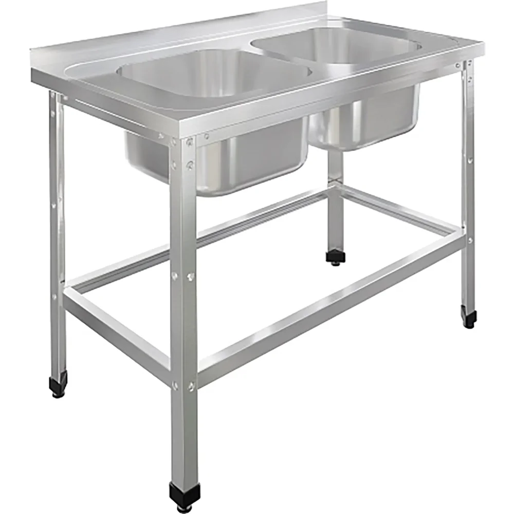 Ванна моечная двухсекционная цельнотянутая с бортом и обвязкой ВМЦ-2/12/7-БО-ЭЦ