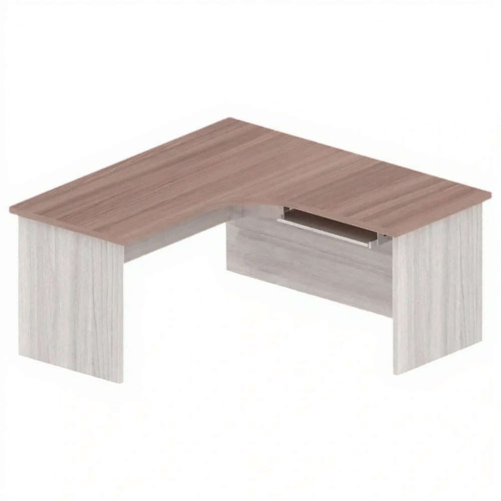 Стол письменный угловой ОФ-СТ-184, ясень шимо светлый с фасадами, ясень шимо темный