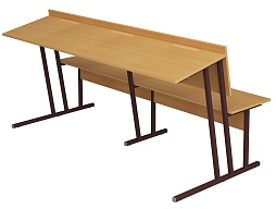 Парта-пюпитр для аудиторий 3-местная со скамьей 6 г/р (бук "Бавария", м/к коричневый, квадратная труба)