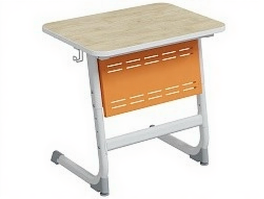 Стол 1-местный школьный 5-7 г/р "Логика" с перфорированным экраном (дуб "Бардолино"/оранжевый, м/к белый)