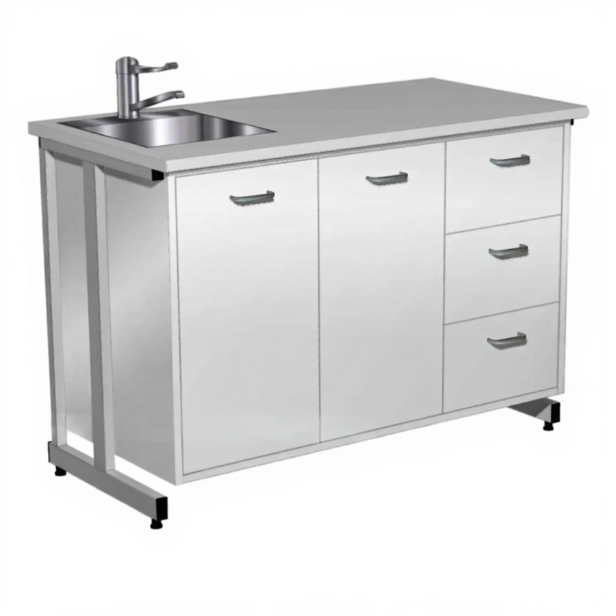 Стол-мойка СТм-208 «Премиум» 1200 (корпус металл серый, столешница постформинг серый, каркас серый)