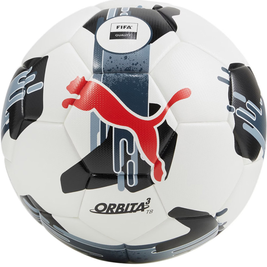 Мяч футбольный PUMA Orbita 3 TB FQ 08432402, FIFA Quality, размер 5, Размер 5, Цвет Бело-черно-красный