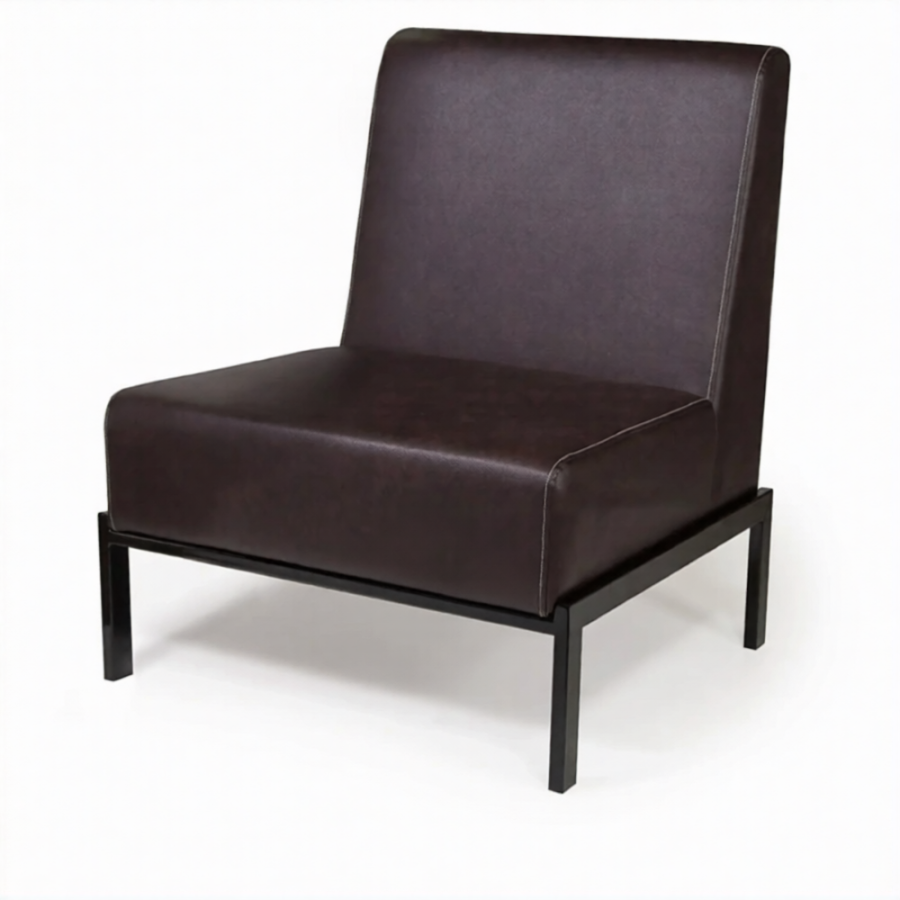 Диван-кресло ДО-3/1 (кожзам Эконом коричневый, каркас черный)