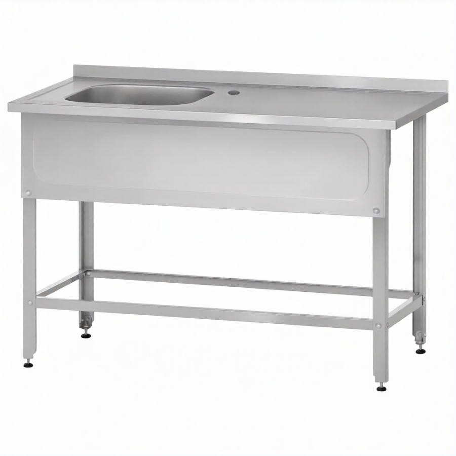 Ванна с рабочей поверхностью РПЦн  860х1000х700 левое м/о, борт, экран (ножка угловая)