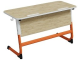Стол 2-местный школьный 3-5 г/р "Логика" с наклоном столешницы 0-15° (дуб "Бардолино", м/к белый/оранжевый)