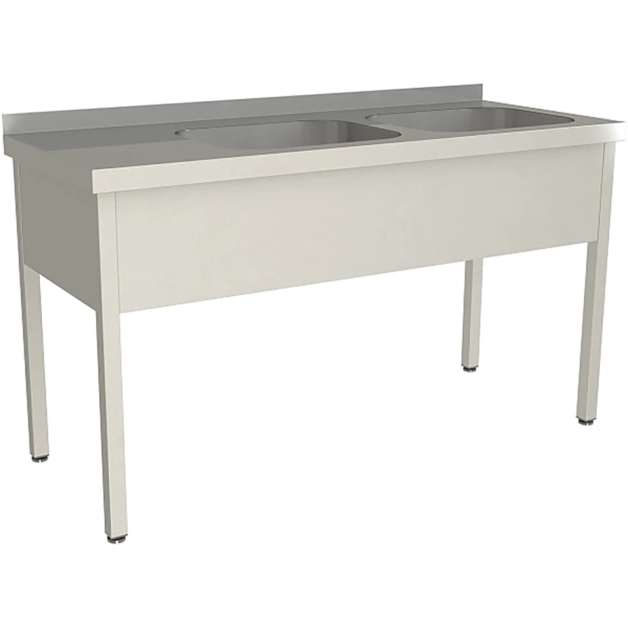 Ванна моечная двухсекционная цельнотянутая с бортом ВМЦ-2/15/6-БП